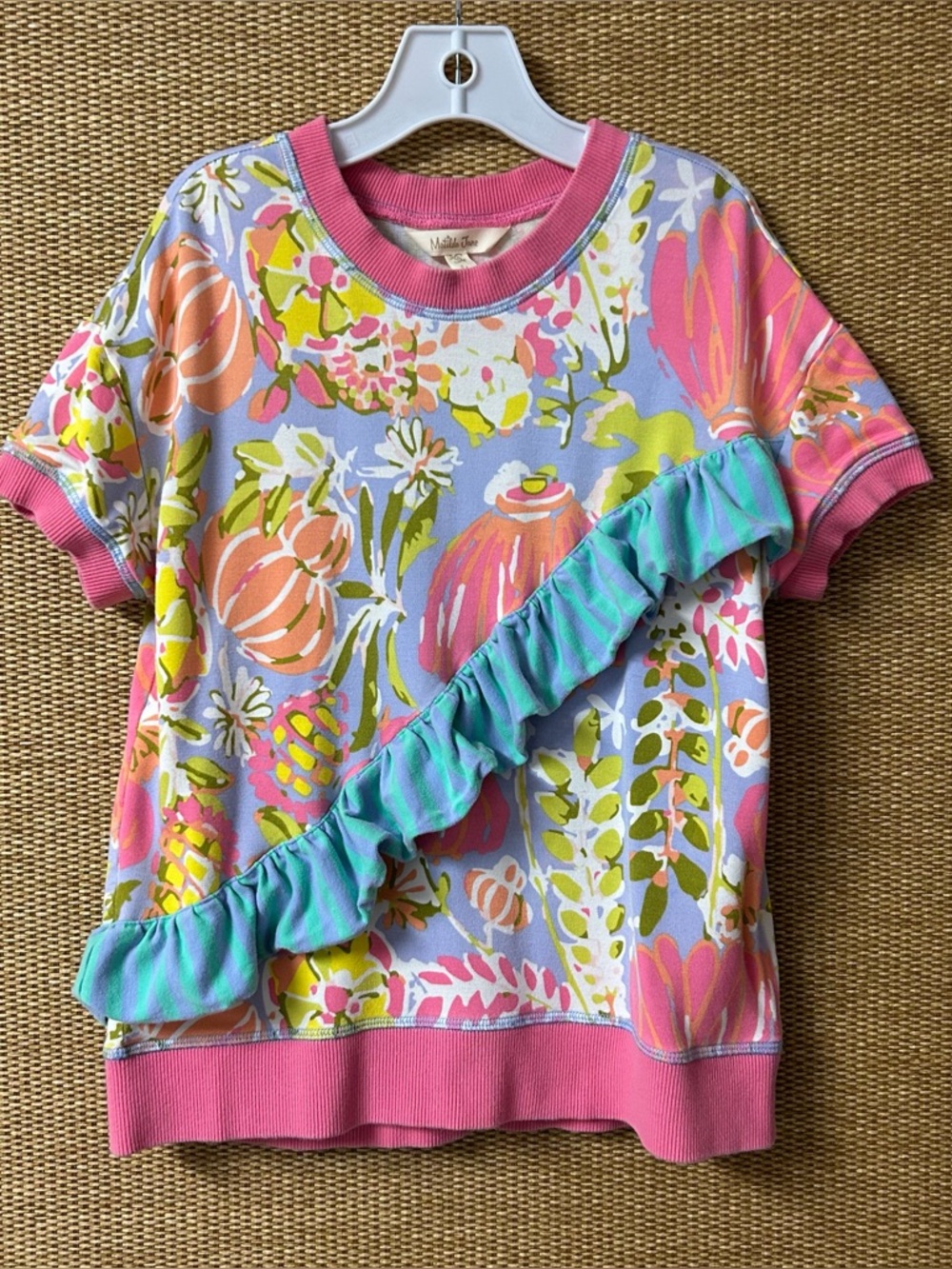 Matilda Jane Lets Go Together Born To Be Brave Top Girl’s 10 Pink Floral Ruffle